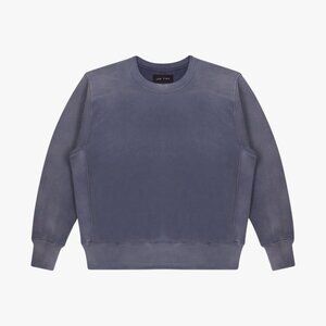 LES TIEN | 100% COTTON "HEAVYWEIGHT CREW" OVERSIZED RELAXED NAVY SWEATSHIRT